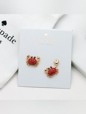 kate spade Gold-Tone Red Crab Stud Earrings